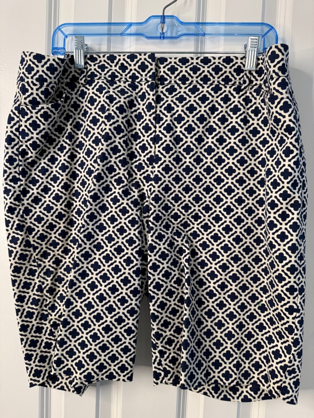 Talbots Navy and White Geometric Print Shorts